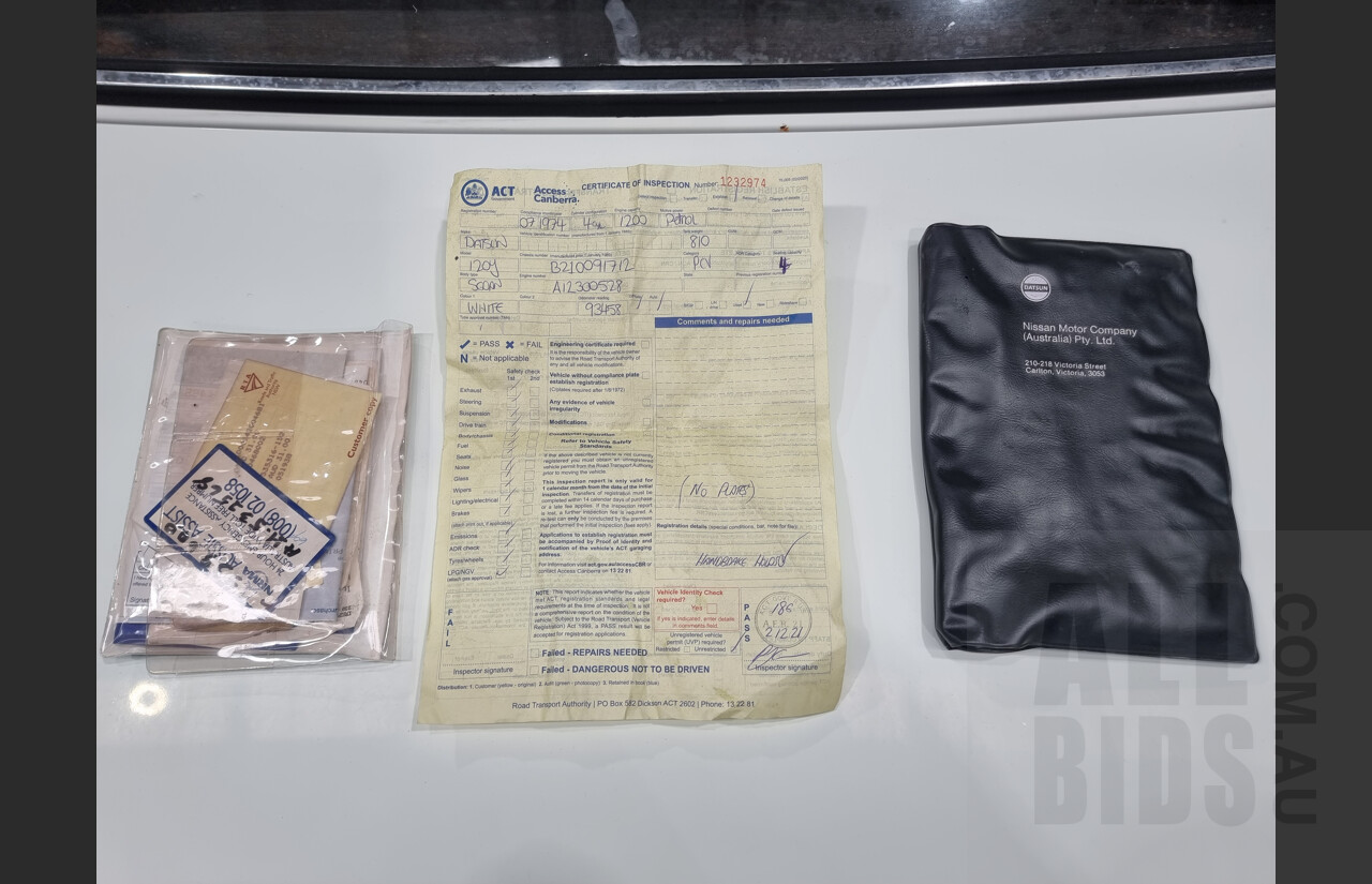 7/1974 Datsun 120y 4d Sedan White 1.2L