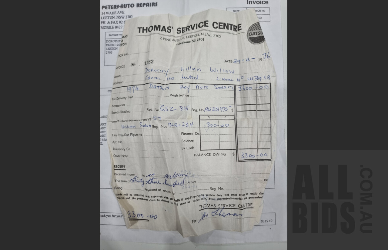 7/1974 Datsun 120y 4d Sedan White 1.2L