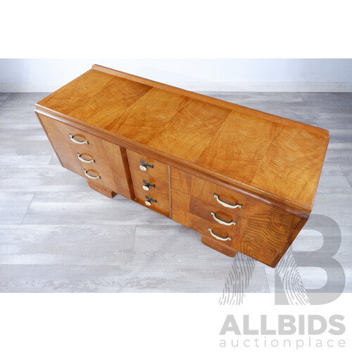 Vintage Art Deco Style Walnut Chest of Drawers, Marked Cressy Cabinet Co