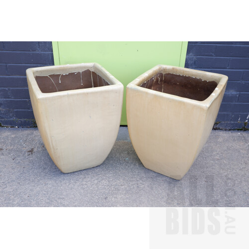 Pair of Large Yellow Glazed Planters