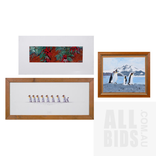Three Assorted Artworks, Largest 55 x 29 cm