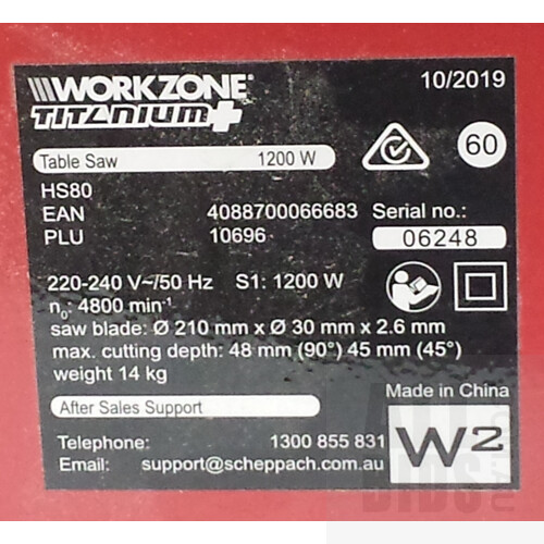 Workzone Titanium+ 1200 Watt 210mm Mitre Table Saw