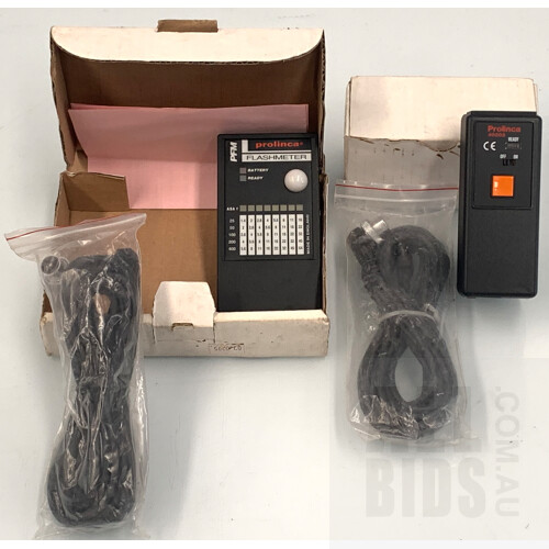 Pair of Elinchrom Prolinica 400 Flash Heads and Related Cords and Accessories in Carrying Bag
