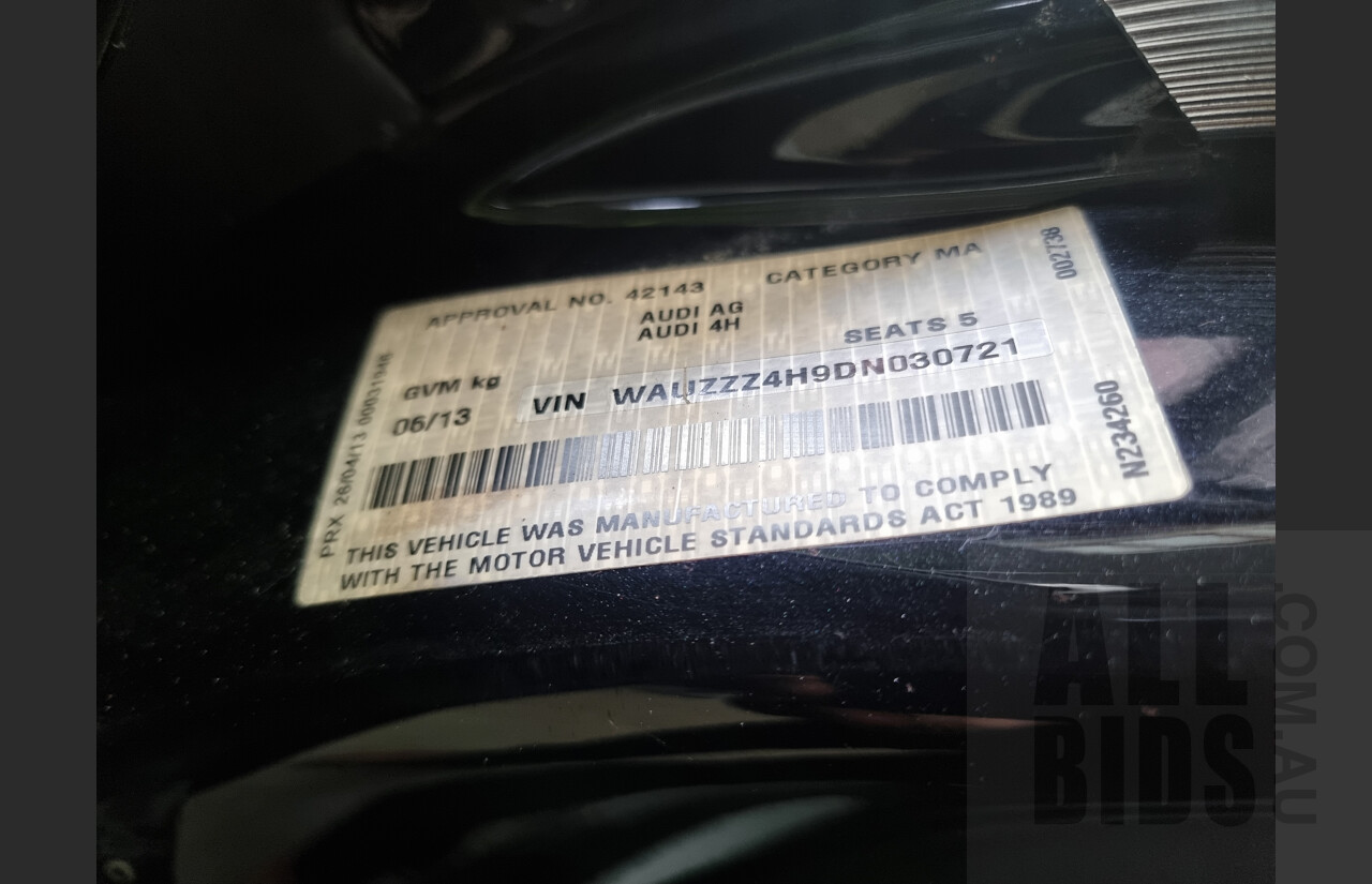 4/2013 Audi A8 L 3.0 TDi Quattro 4H MY12 4d Sedan Black 3.0L Turbo Diesel