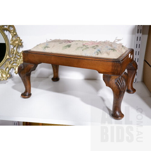 Victorian Tapestry Upholstered Mahogany Footstool