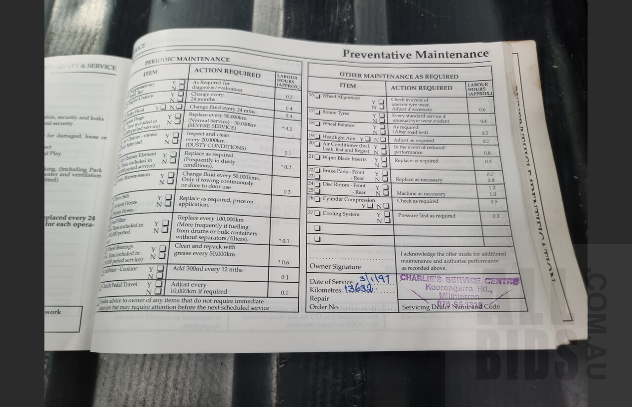 7/1996 Ford Falcon GLi Longreach XH Panelvan White 4.0L