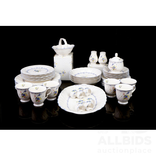 Nikko Tableware Japan Ceramic 50 Piece Dinner Service for Six on Blue Peony Pattern