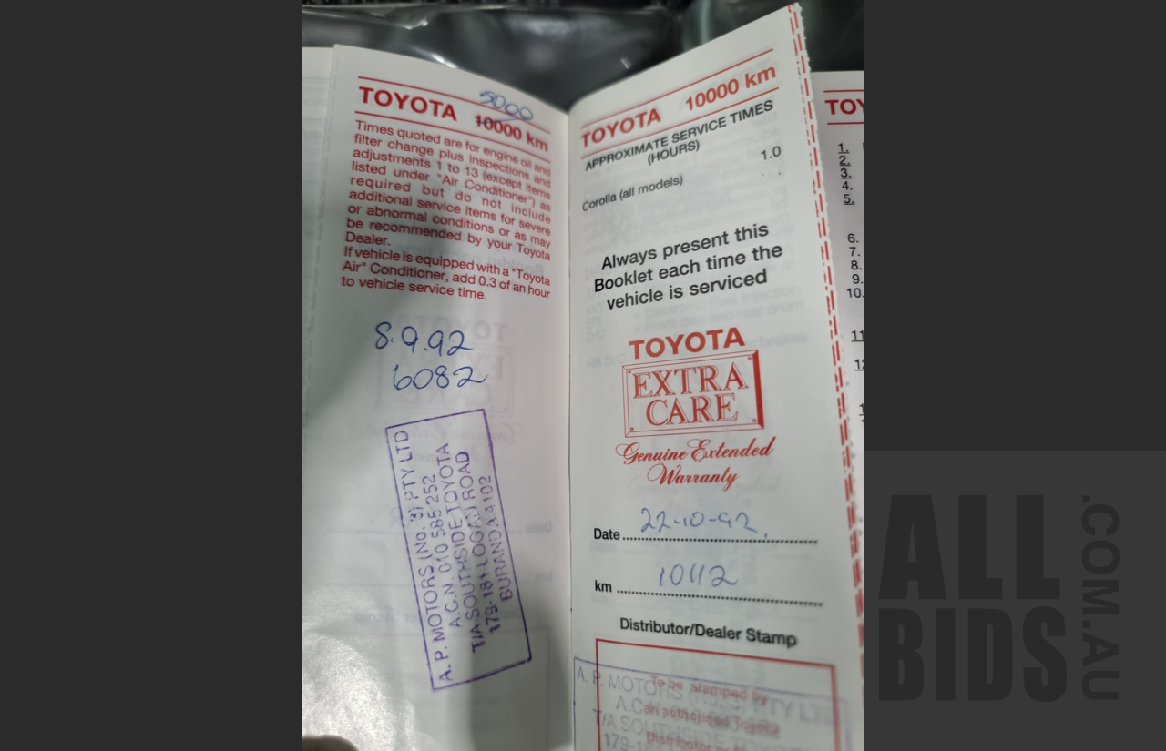 10/1991 Toyota Corolla CSi SECA AE94 5d Liftback White 1.6L Low 57,000ks