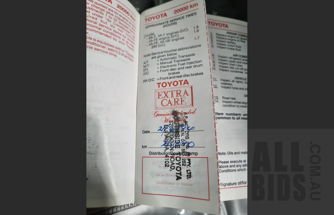 10/1991 Toyota Corolla CSi SECA AE94 5d Liftback White 1.6L Low 57,000ks