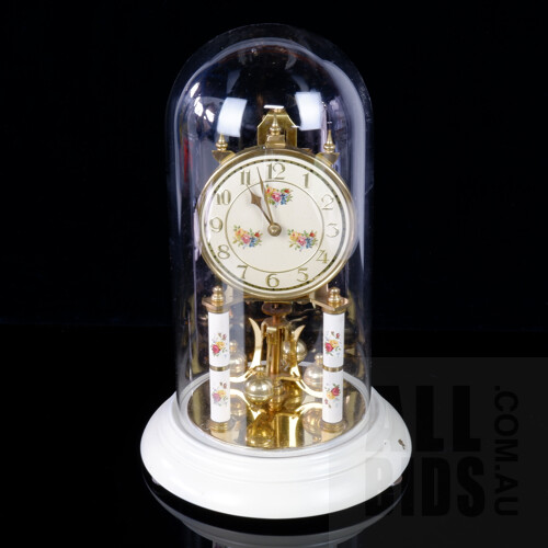 Vintage German Clock with Glass Dome