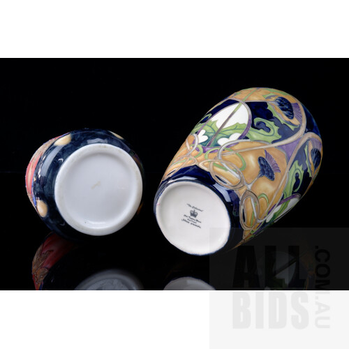Tupton Ware Hand Painted Art Nouveau Style Thistle Pattern Porcelain Vase by Ex Morrcroft Designer Jeanne McDonald and Another Moorcroft Style Porcelain Vase