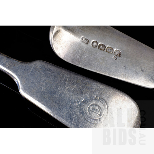 Matched Set of Four Victorian Sterling Silver Serving Spoons, Exeter, John Stone, 1852, 300g