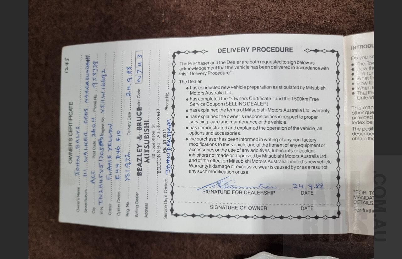 9/1988 Mitsubishi Magna Executive TN 4d Station Wagon Yellow 2.6L