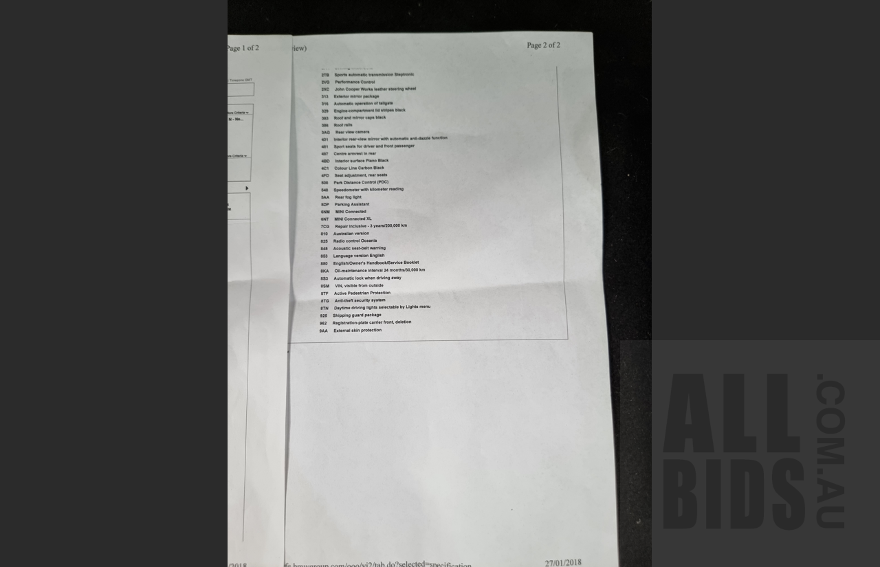 01/2018 Mini Cooper SD ALL4 Countryman R60 (AWD) 4dr Wagon Light White 2.0L Turbo Diesel
