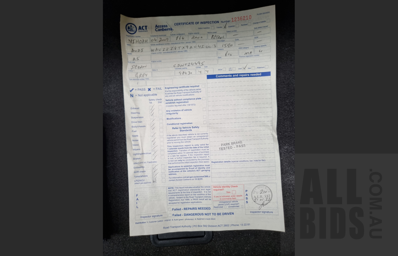 4/2009 Audi A5 2.0 TFSI Quattro 8T S-Line 2d Coupe Grey 2.0L Turbo