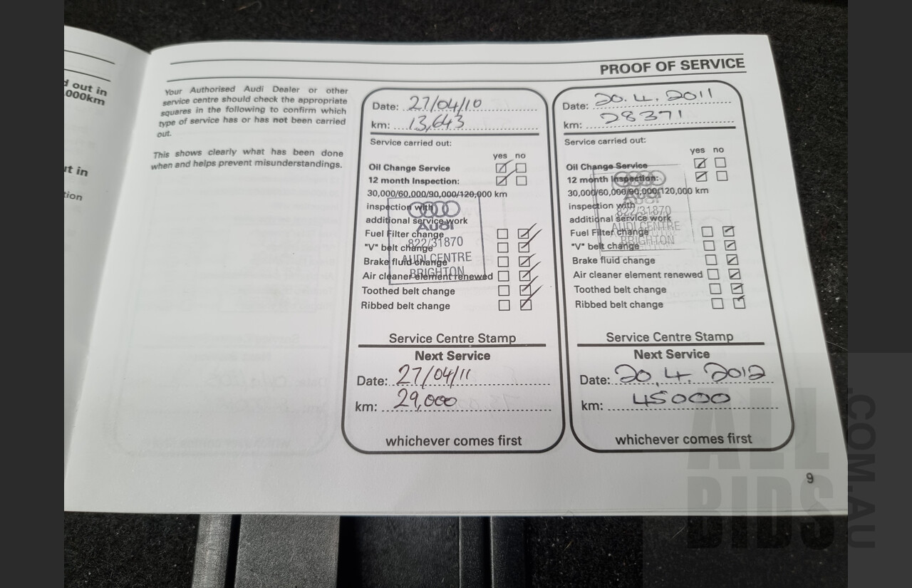 4/2009 Audi A5 2.0 TFSI Quattro 8T S-Line 2d Coupe Grey 2.0L Turbo