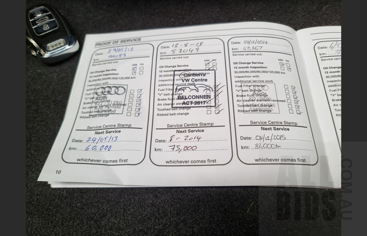 4/2009 Audi A5 2.0 TFSI Quattro 8T S-Line 2d Coupe Grey 2.0L Turbo