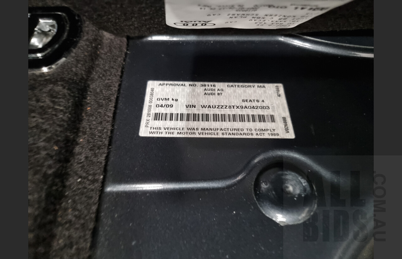 4/2009 Audi A5 2.0 TFSI Quattro 8T S-Line 2d Coupe Grey 2.0L Turbo