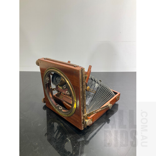 Thornton Pickard Studio View Camera ‘Triple Victo’ With Symmetrical F8 Bosch’s Rapid Lens Mahogany and Brass