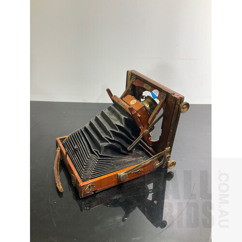 Thornton Pickard Studio View Camera ‘Triple Victo’ With Symmetrical F8 Bosch’s Rapid Lens Mahogany and Brass