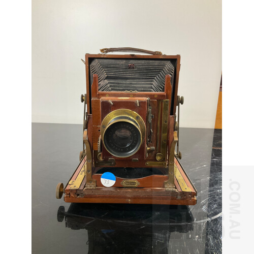 Thornton Pickard Studio View Camera ‘Triple Victo’ With Symmetrical F8 Bosch’s Rapid Lens Mahogany and Brass