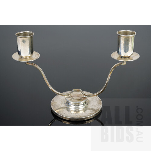 Mid 20th Century Sterling Silver Two Arm Candelabra, Birmingham, Fattorini & Sons, 1939