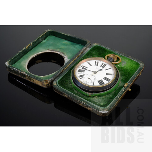 Swiss Made Fairfax and Roberts Goliath Pocket Watch in Sterling Silver and Faux Leather Case