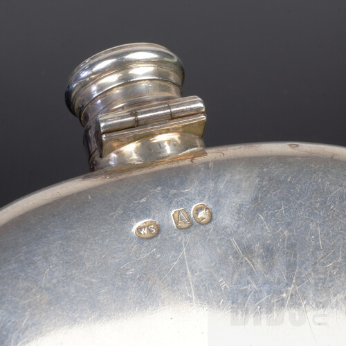 Victorian Monogrammed Sterling Silver Hip Flask, London, William Sumner, 1876, 120g