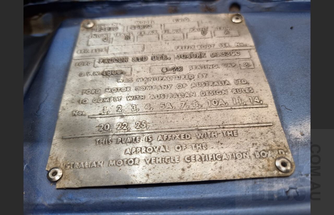 6/1972 Ford Falcon XA Utility Blue 5.8L 351ci V8