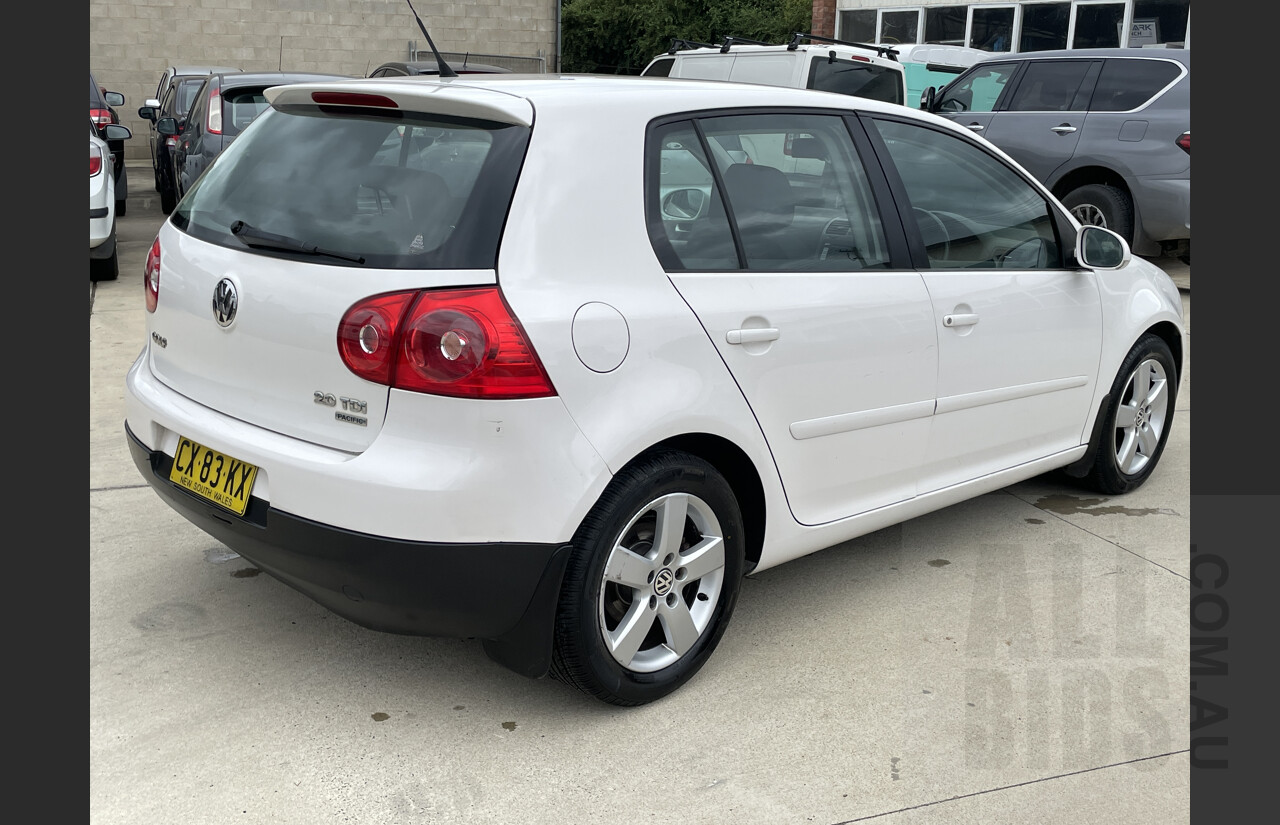 6/2008 Volkswagen Golf 2.0 TDI Pacific 1K MY08 UPGRADE 2 5d Hatchback White 2.0L