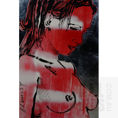 David Bromley (born 1960), Untitled (Red Nude), Oil on Canvas, 90 x 60 cm