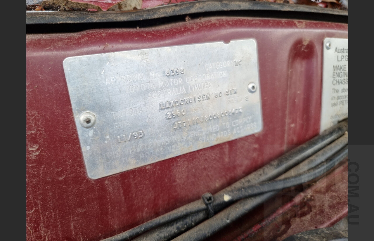 11/1993 Toyota Landcruiser GXL (4x4) 4d Wagon Maroon 4.5L
