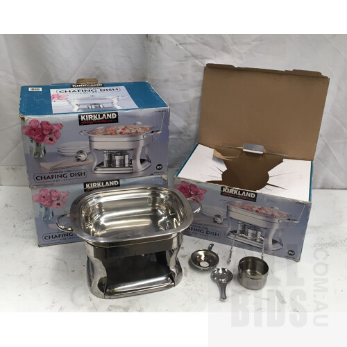Three Kirkland Signature 5 Qt Stainless Steel Chafing Dish