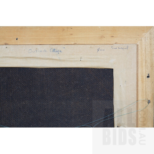 Sue Nagel (born 1942), Outback Cottage, Oil on Board, 29 x 34 cm