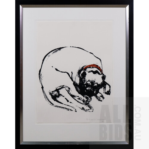 Margaret Woodward (born 1938), Sleeping Pug 1999, Screenprint, 75 x 56 cm (sheet)