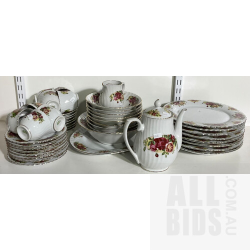 ‘English Rose’ Regent China Dinner Set Hand Finished With 18 Carat Gold