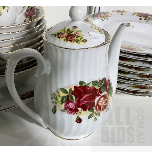 ‘English Rose’ Regent China Dinner Set Hand Finished With 18 Carat Gold