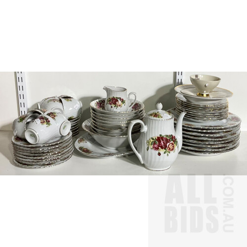 ‘English Rose’ Regent China Dinner Set Hand Finished With 18 Carat Gold