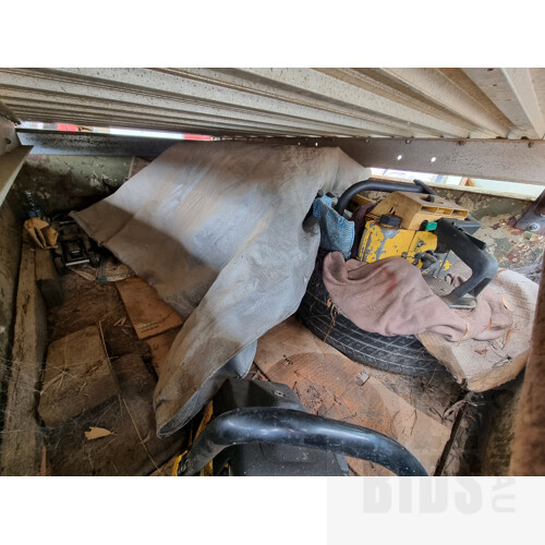 1985 Polmac Single Axle Box Trailer with Tipping Ute Tray Mount & Hand Crane