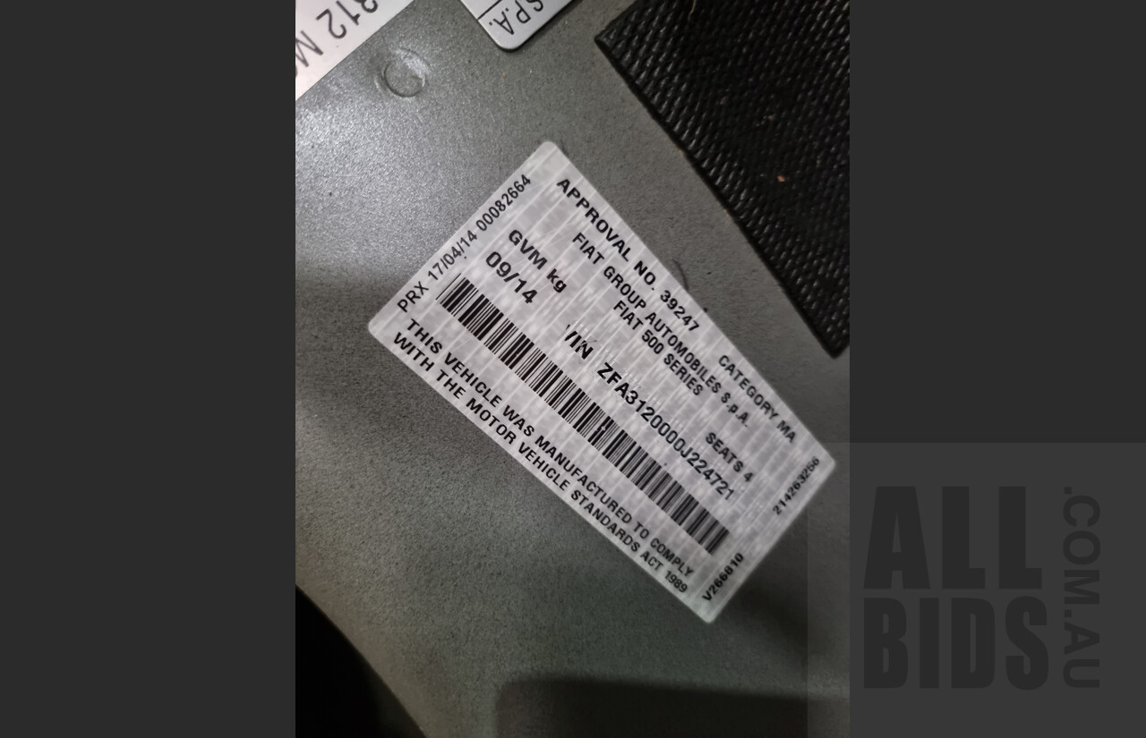 9/2014 Fiat 500 POP MY14 3d Hatchback Grey 1.2L