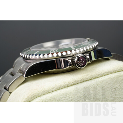 Good Genuine Rolex Gents Oyster Perpetual Submariner 16610LV With Black Dial and Iconic 'Kermit' Green Bezel with Original Box, Booklets and Original Paperwork