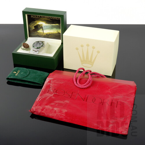 Good Genuine Rolex Gents Oyster Perpetual Submariner 16610LV With Black Dial and Iconic 'Kermit' Green Bezel with Original Box, Booklets and Original Paperwork