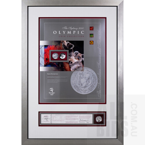 Framed "The Sydney 2000 Olympic Coin Collection" Koala and Flowering Gum $5 Coin with Associated Description and Certification