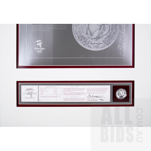 Framed "The Sydney 2000 Olympic Coin Collection" Koala and Flowering Gum $5 Coin with Associated Description and Certification