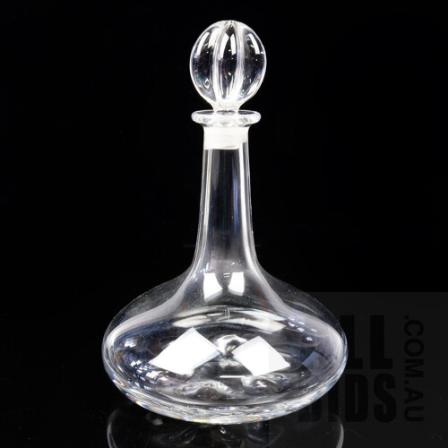 Orrefors Ships Decanter with Stopper Designed by Nils Landberg 