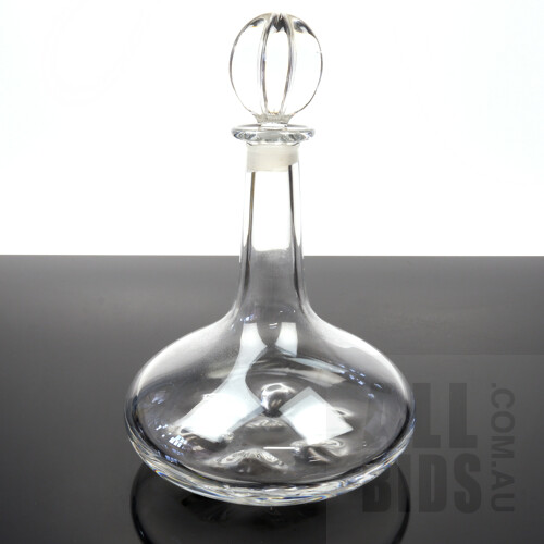 Orrefors Ships Decanter with Stopper Designed by Nils Landberg 