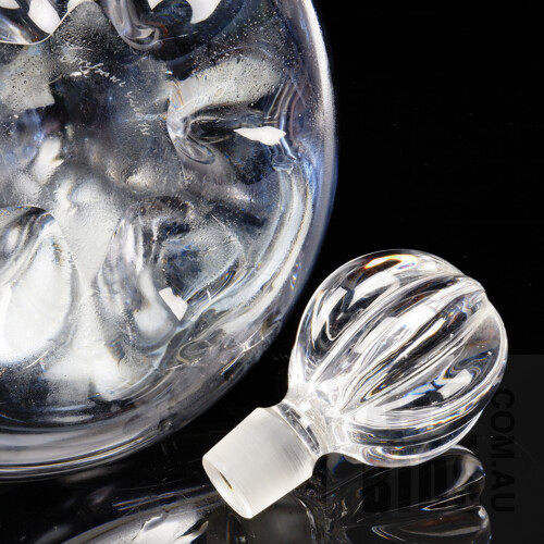 Orrefors Ships Decanter with Stopper Designed by Nils Landberg 