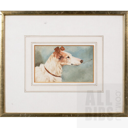 Horatio Henry Couldery (British, 1832-c.1893), Three Studies of Dogs, watercolour, each 13.5 x 8.5cm (3) (30.5 x 25cm framed)