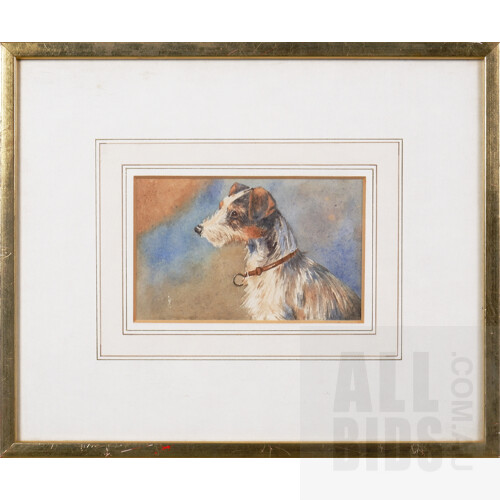 Horatio Henry Couldery (British, 1832-c.1893), Three Studies of Dogs, watercolour, each 13.5 x 8.5cm (3) (30.5 x 25cm framed)