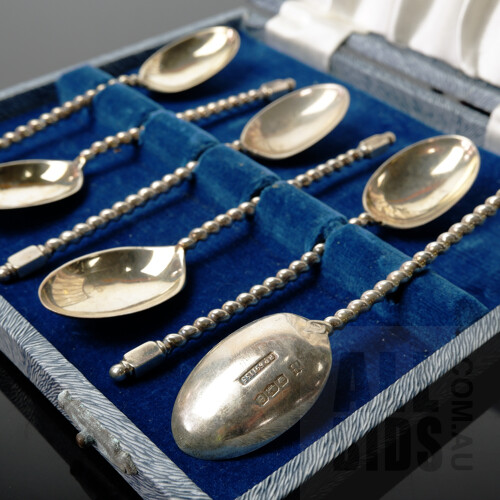 Boxed Early 20th Century Set of Six Sterling Silver Teaspoons, Sheffield, Cooper Brothers & Sons Ltd, 1922, 85g